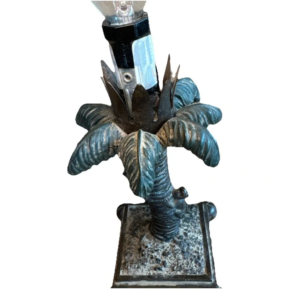 VTG Monkey Palm Tree Table Lamp Tropical Jungle Decor Hollywood Regency Art Deco